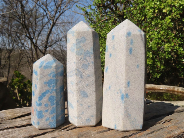 Polished Blue Spotted Spinel Quartz Points x 3 From Madagascar - Toprock Gemstones and Minerals 