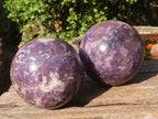 Polished Purple Lepidolite Spheres With Rubellite On Some  x 4 From Ambatondrazaka, Madagascar - Toprock Gemstones and Minerals 