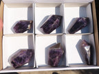 Polished Chevron Amethyst Points x 6 From Zambia - Toprock Gemstones and Minerals 