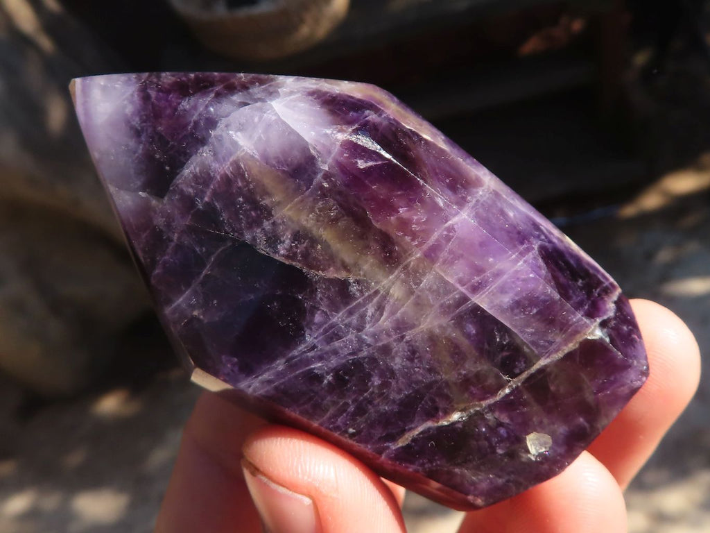 Polished Chevron Amethyst Points x 6 From Zambia - Toprock Gemstones and Minerals 
