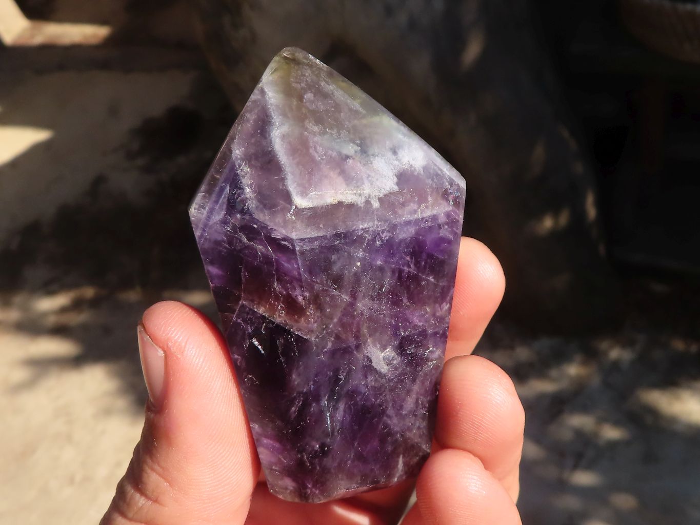 Polished Chevron Amethyst Points x 6 From Zambia - Toprock Gemstones and Minerals 