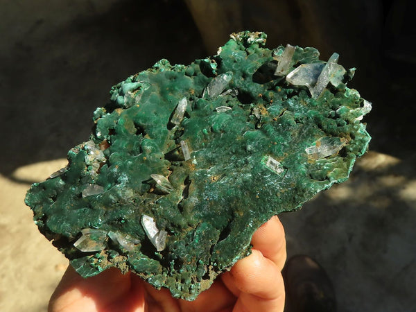 Natural Rare Baryte Spearhead Crystals On Silky Malachite Specimens  x 2 From Kambove, Namibia