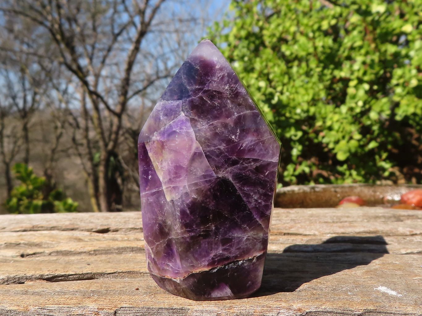 Polished Chevron Amethyst Points x 6 From Zambia - Toprock Gemstones and Minerals 