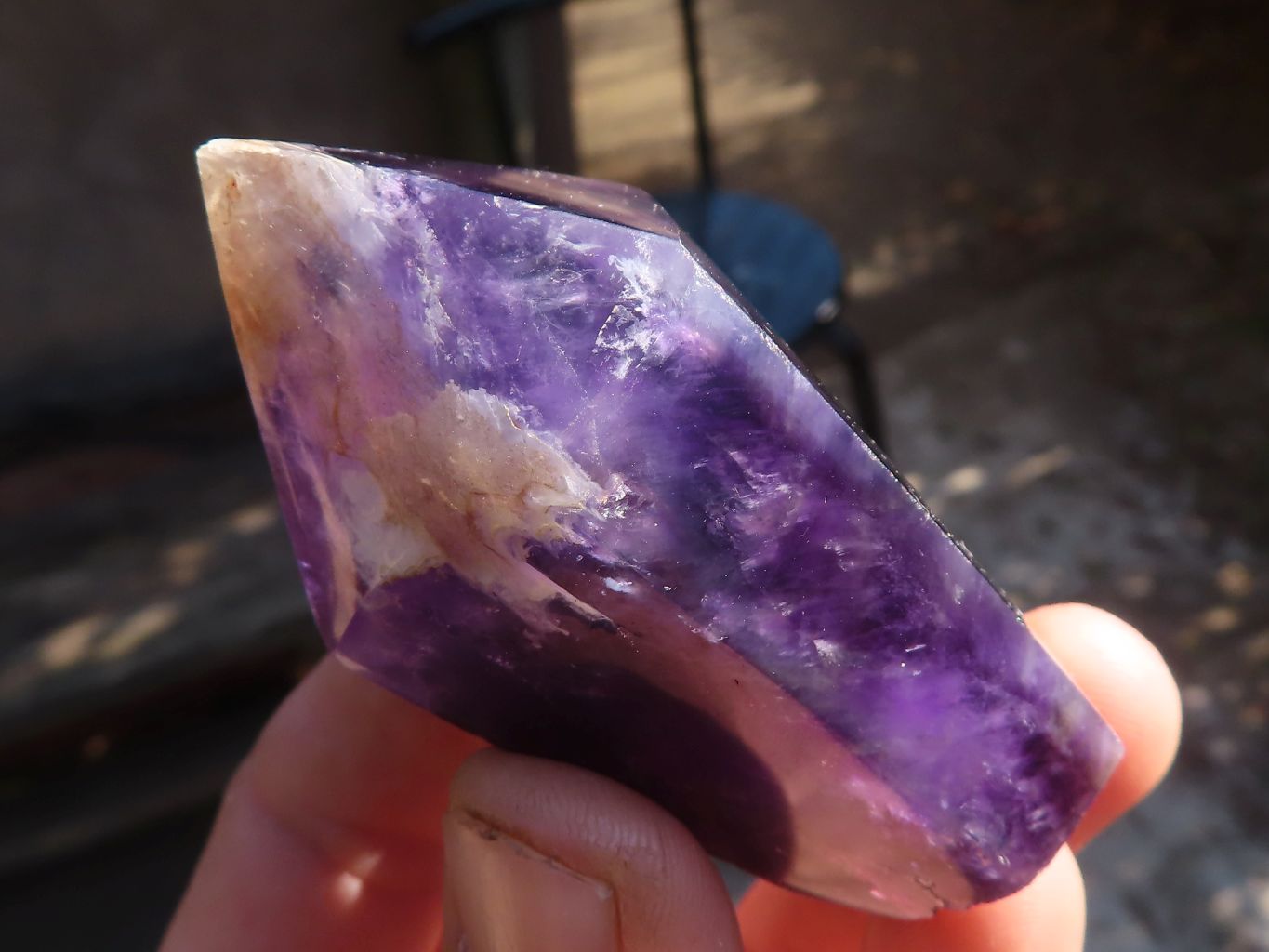 Polished Chevron Amethyst Points x 6 From Zambia - Toprock Gemstones and Minerals 