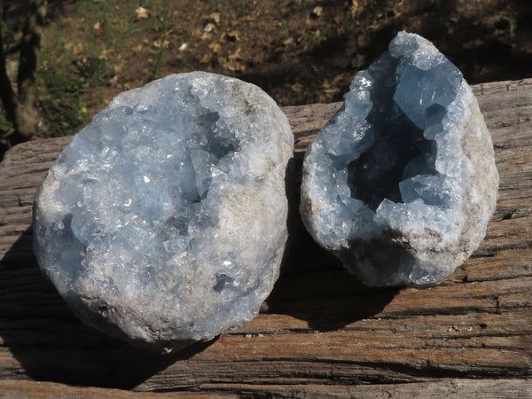 Natural Gorgeous Blue Celestite Geode Specimens With Gemmy Crystals  x 2 From Sakoany, Madagascar - TopRock