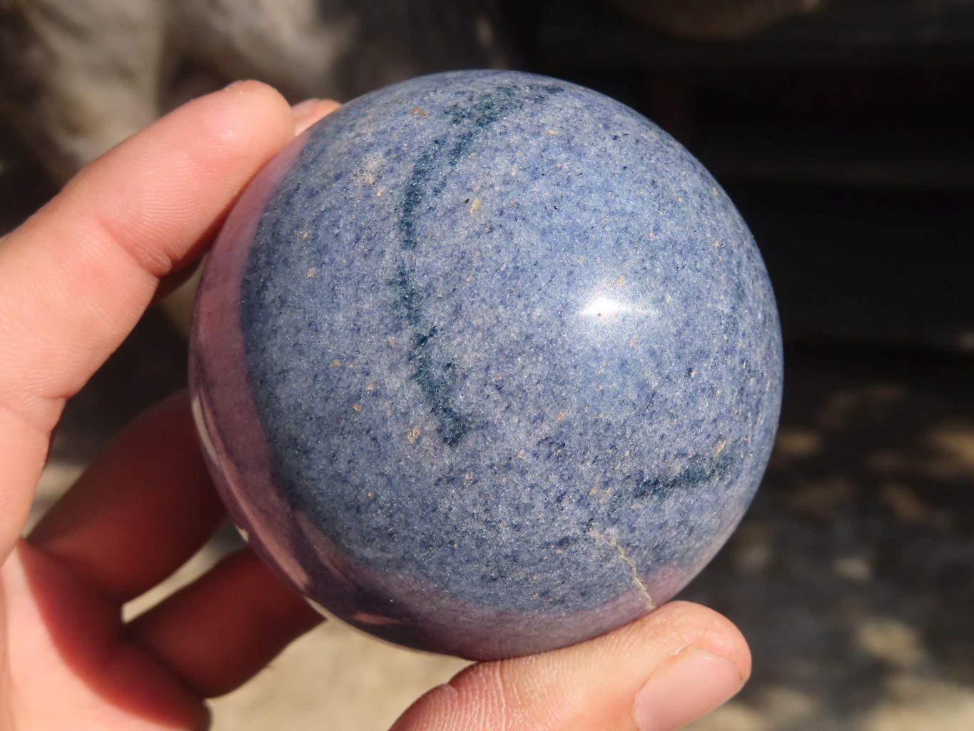 Polished Blue Lazulite Spheres  x 6 From Madagascar - Toprock Gemstones and Minerals 