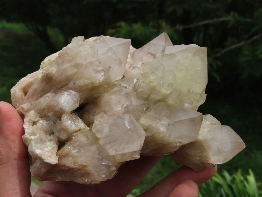 Natural White Phantom Cascading Lwena Quartz Clusters x 2 From Lwena, Congo - TopRock