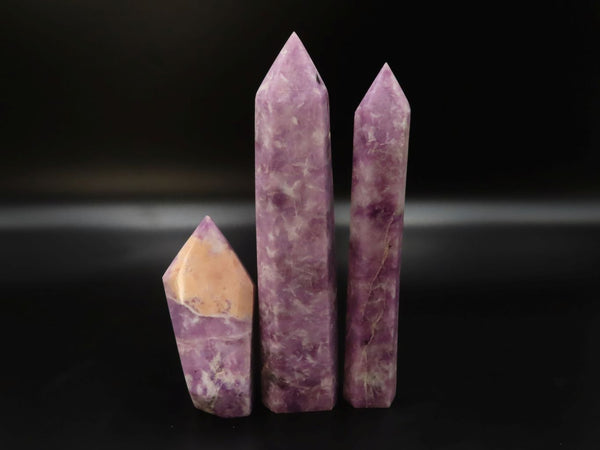Polished Lepidolite Crystal Points x 3 From Zimbabwe - TopRock