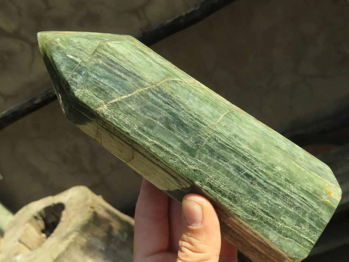 Polished Banded Green Fuchsite Quartz Points  x 2 From Ambatondrazaka, Madagascar - Toprock Gemstones and Minerals 