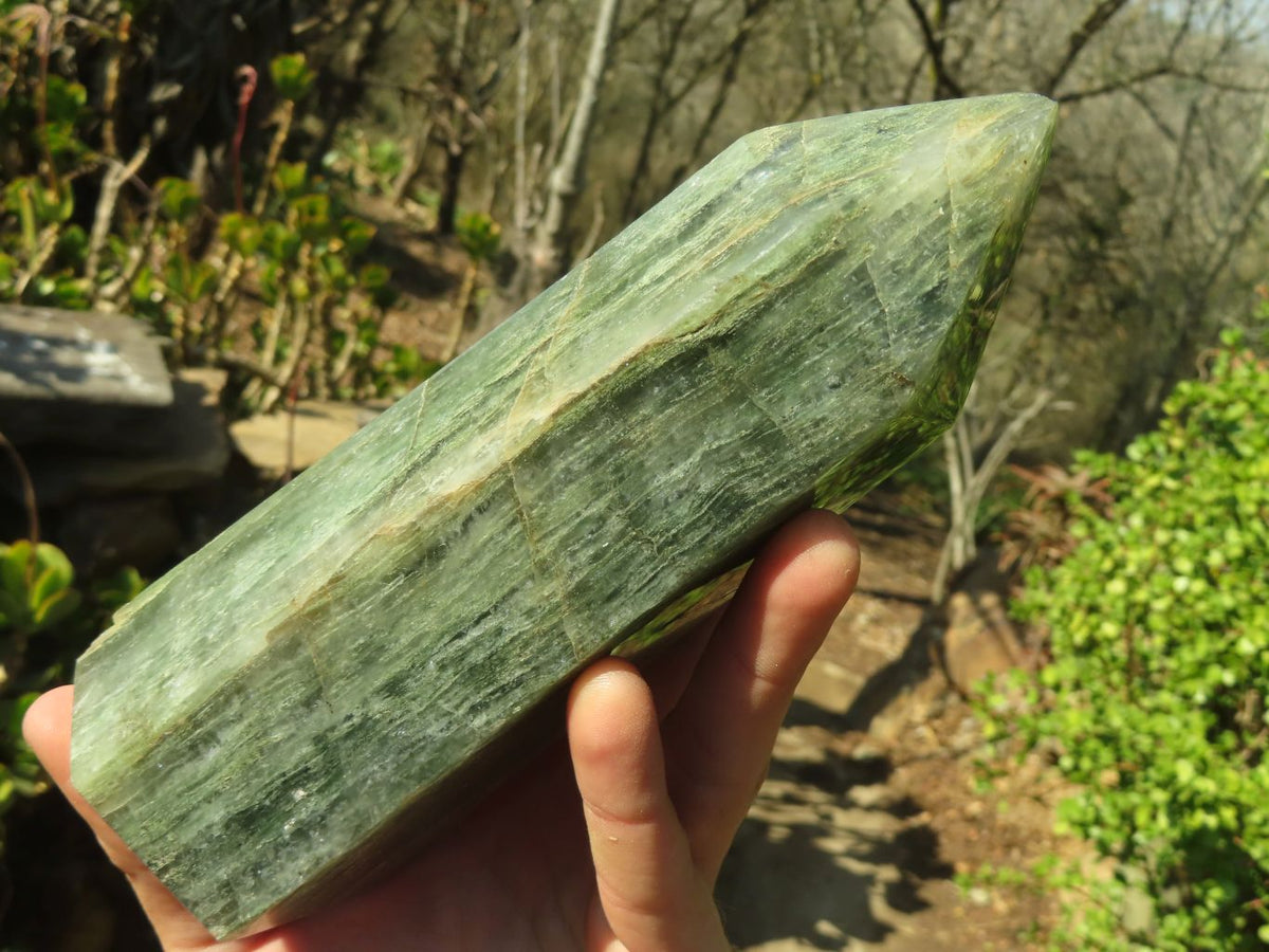 Polished Banded Green Fuchsite Quartz Points  x 2 From Ambatondrazaka, Madagascar - Toprock Gemstones and Minerals 