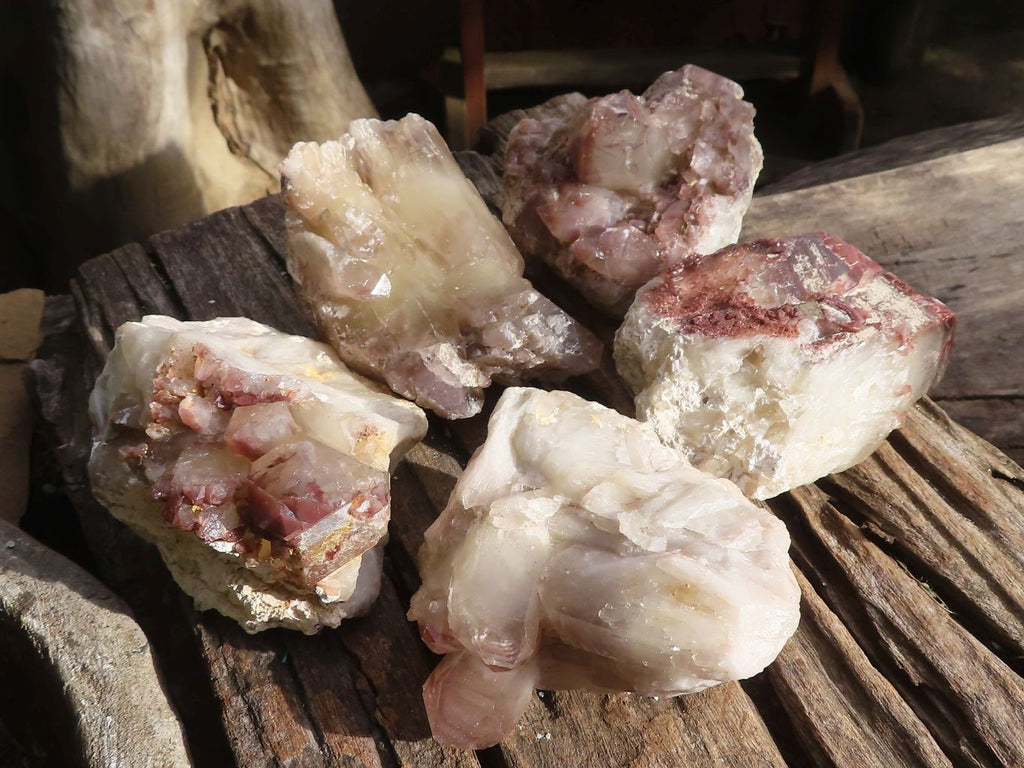 Natural Red Hematoid Phantom Quartz Clusters  x 5 From Karoi, Zimbabwe - Toprock Gemstones and Minerals 