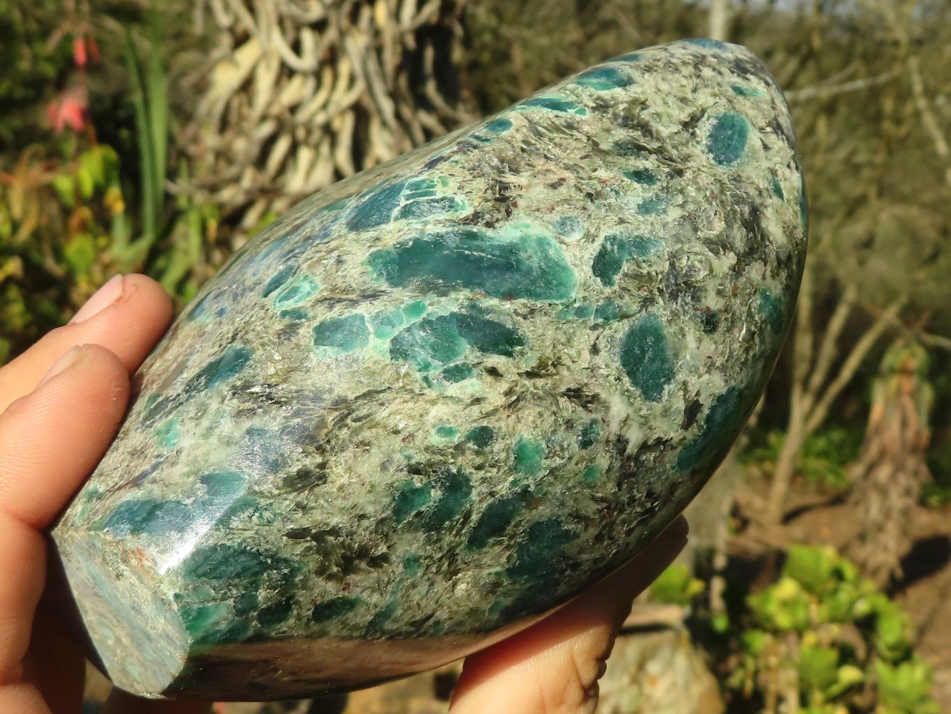 Polished Emerald Mica In Matrix Standing Free Forms x 1 From Mutoko, Zimbabwe - Toprock Gemstones and Minerals 