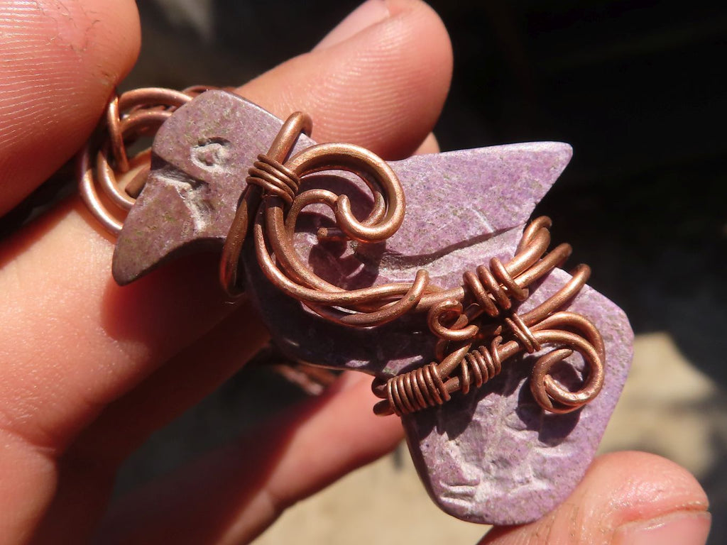 Polished Copper Wire Wrapped Ancient Eagle Pendants  x 6 From Zimbabwe - Toprock Gemstones and Minerals 