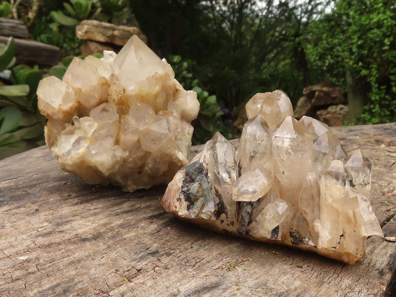 Natural Pair Of Quartz Clusters  x 2 From Madagascar - TopRock