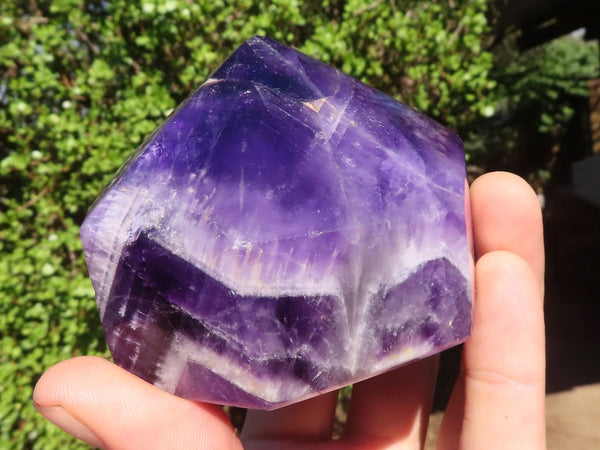 Polished Gemmy Chevron Amethyst Points  x 3 From Zambia - Toprock Gemstones and Minerals 