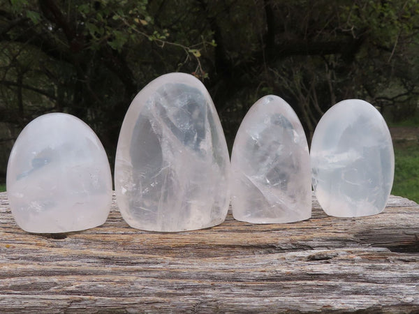 Polished Gorgeous Girasol Pearl Quartz Standing Free Forms  x 4 From Madagascar - TopRock