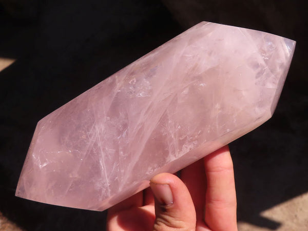Polished  Stunning Double Terminated Rose Quartz Crystals x 1 From Antsirabe, Madagascar