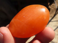 Polished Orange Twist Calcite Galets / Palm Stones x 12 From Maevantanana, Madagascar - Toprock Gemstones and Minerals 