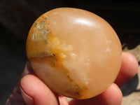 Polished Orange Twist Calcite Galets / Palm Stones x 12 From Maevantanana, Madagascar - Toprock Gemstones and Minerals 