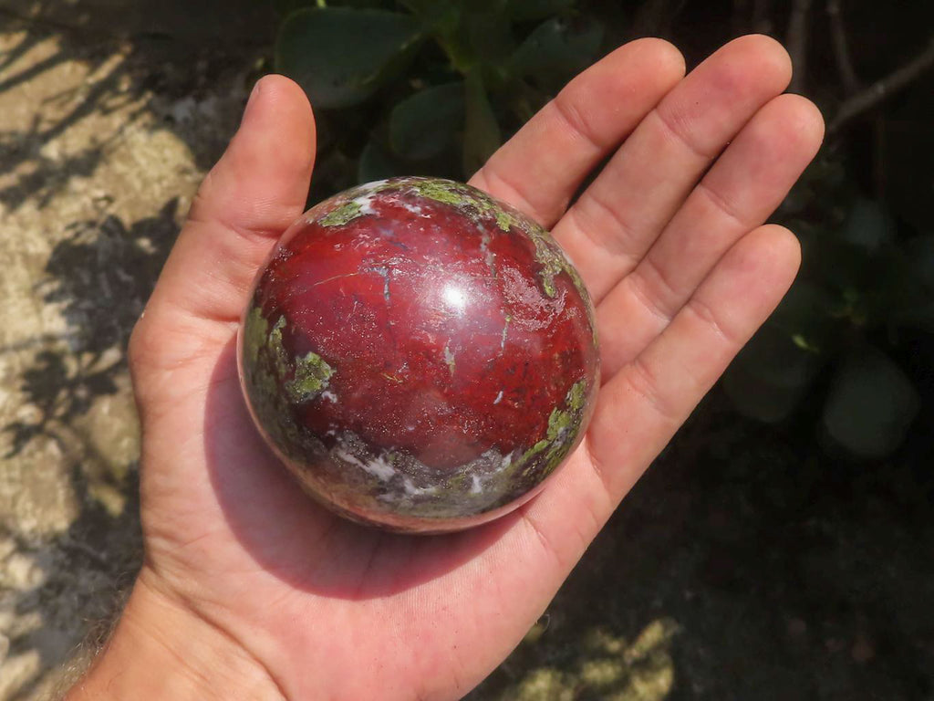 Polished Dragons Blood Stone Bastite Spheres  x 2 From Tshipies, South Africa - TopRock