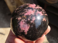 Polished Rhodonite Spheres x 2 From Ambindavato, Madagascar - Toprock Gemstones and Minerals 