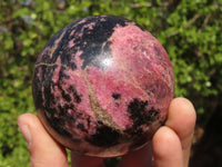Polished Rhodonite Spheres x 2 From Ambindavato, Madagascar - Toprock Gemstones and Minerals 