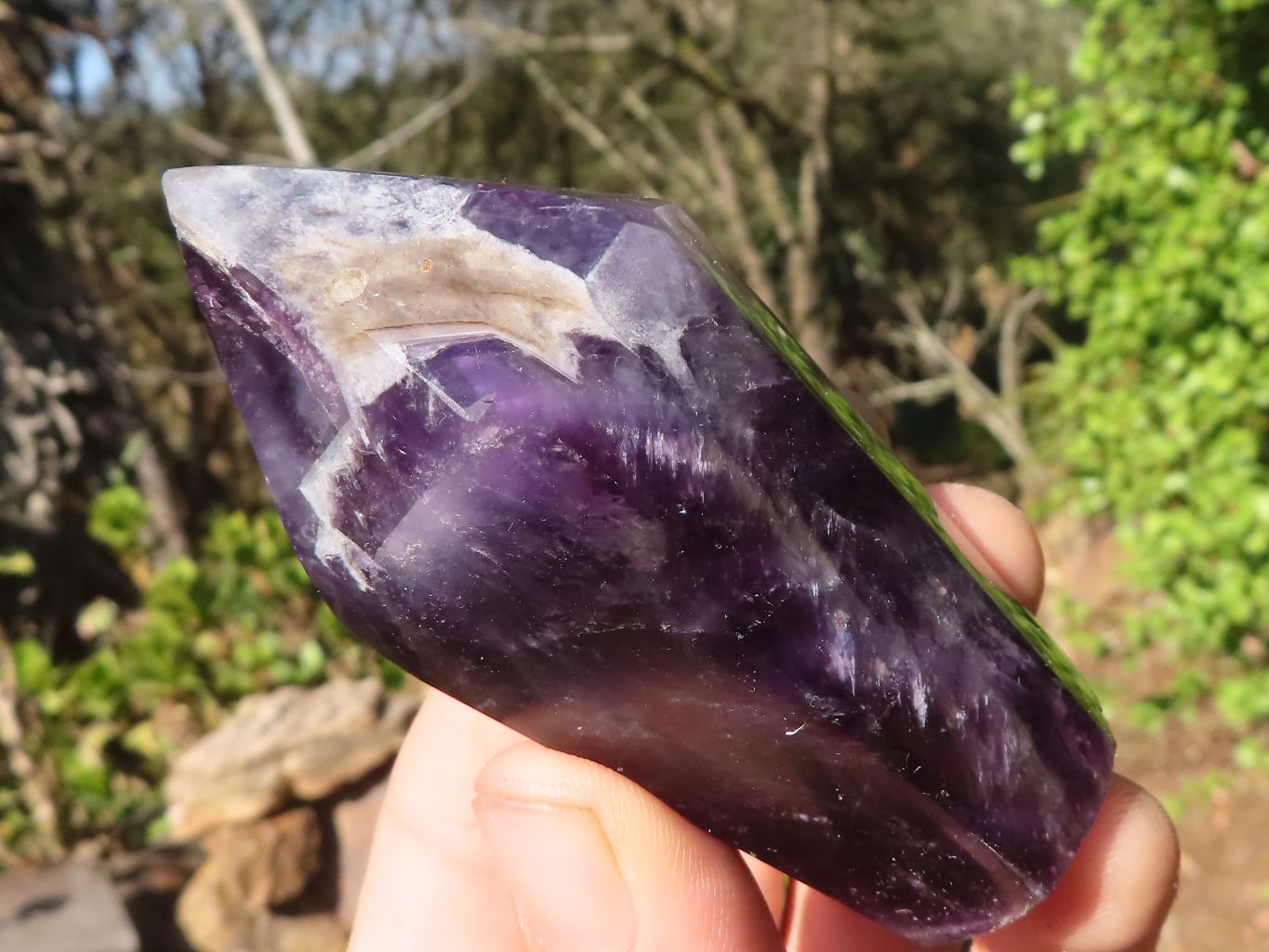 Polished Dark Chevron Amethyst Points  x 6 From Zambia - Toprock Gemstones and Minerals 