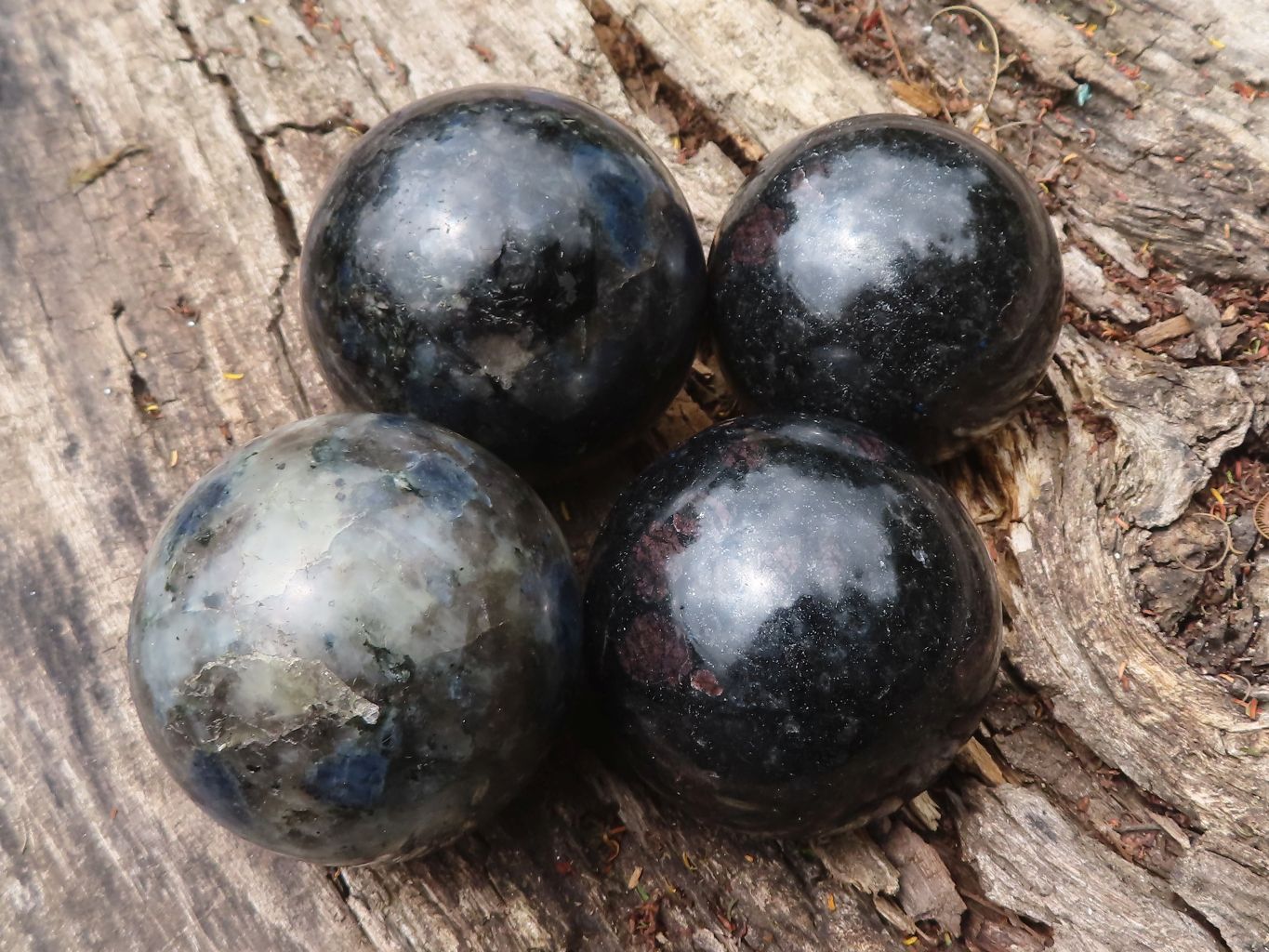 Polished Blue Iolite / Water Sapphire Spheres  x 4 From Madagascar - TopRock