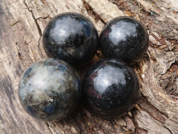 Polished Blue Iolite / Water Sapphire Spheres  x 4 From Madagascar - TopRock