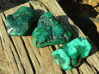 Polished Malachite Free Forms x 3 From Kolwezi, Congo - Toprock Gemstones and Minerals 