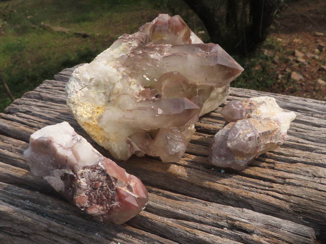 Natural Red Hematoid Phantom Quartz Clusters  x 3 From Karoi, Zimbabwe - TopRock