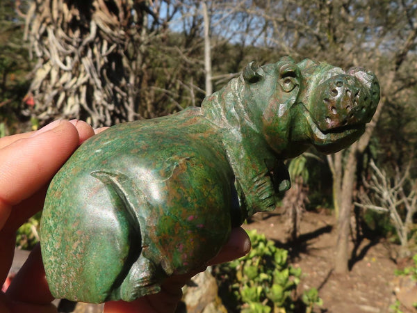 Polished Verdite Hippo Carving x 3 From Zimbabwe