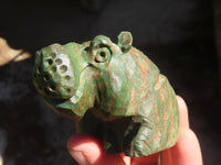 Polished Verdite Hippo Carving x 3 From Zimbabwe - Toprock Gemstones and Minerals 