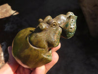 Polished Verdite Hippo Carving x 3 From Zimbabwe - Toprock Gemstones and Minerals 