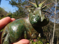 Polished Verdite Hippo Carving x 3 From Zimbabwe - Toprock Gemstones and Minerals 