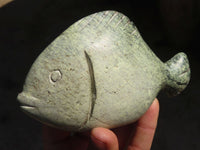 Polished Hand Carved Leopard stone Fish Carvings  x 3 From Zimbabwe