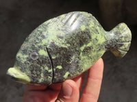 Polished Hand Carved Leopard stone Fish Carvings  x 3 From Zimbabwe