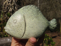 Polished Hand Carved Leopard stone Fish Carvings  x 3 From Zimbabwe