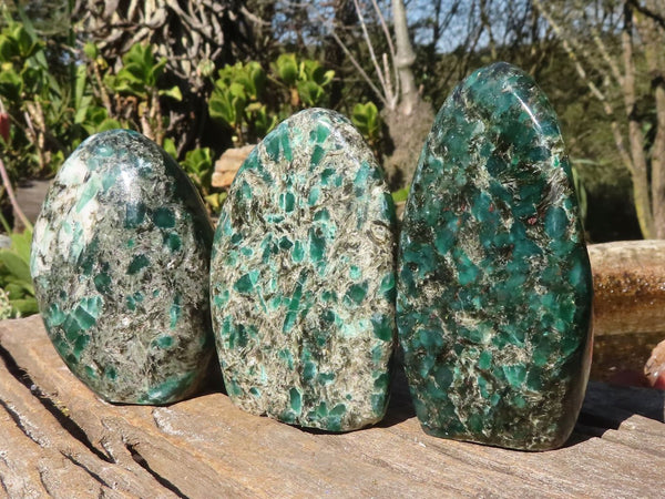 Polished Rare Emerald in Matrix Standing Free Forms  x 3 From Sandawana, Zimbabwe - Toprock Gemstones and Minerals 