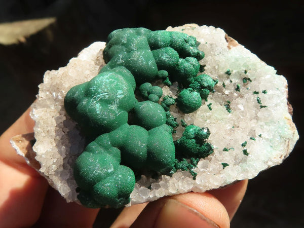 Natural Rare Ball Malachite On Drusy Quartz & Dolomite Matrix  x 6 From Kambove, Congo - Toprock Gemstones and Minerals 