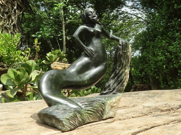 Polished Beautiful Serpentine Mermaid Carving  x 1 From Zimbabwe - TopRock