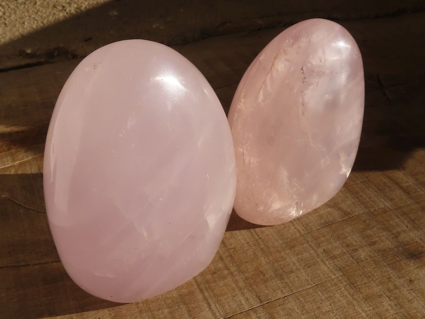 Polished Gemmy Pink Rose Quartz Standing Free Forms x 2 From Madagascar - Toprock Gemstones and Minerals 