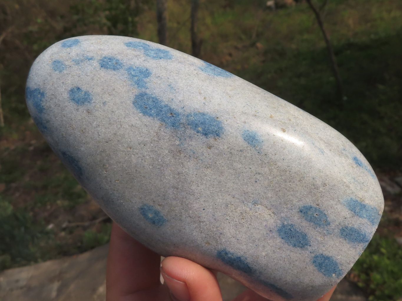 Polished Blue Spotted Spinel Quartz Spheres & Standing Free Form x 3 From Madagascar - TopRock