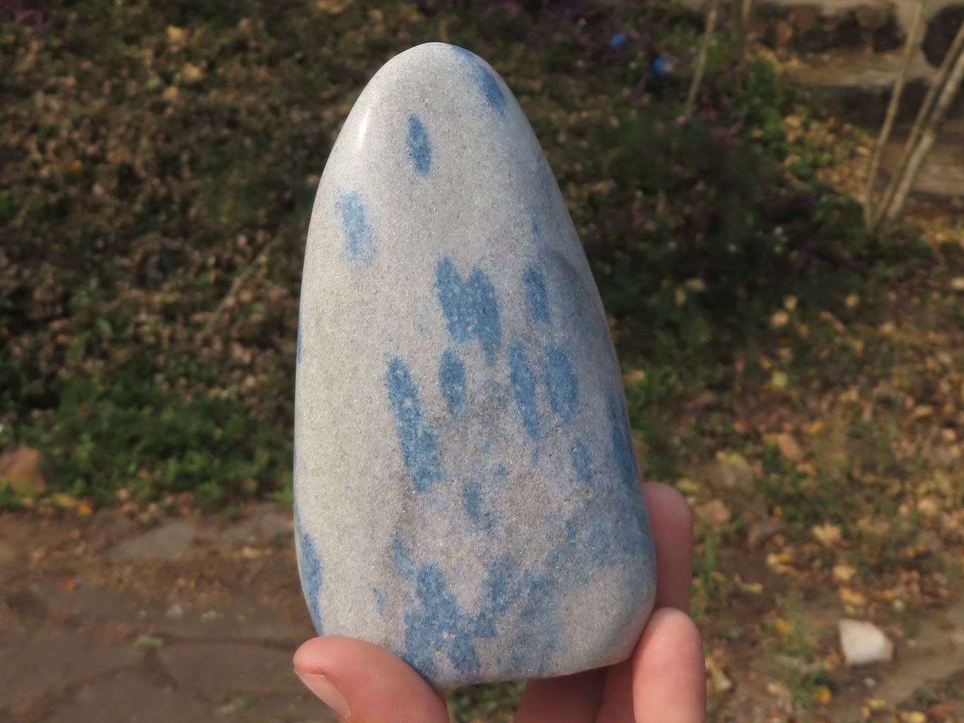 Polished Blue Spotted Spinel Quartz Spheres & Standing Free Form x 3 From Madagascar - TopRock