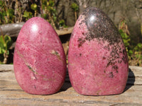 Polished Rhodonite Standing Free Forms x 2 From Ambindavato, Madagascar - Toprock Gemstones and Minerals 