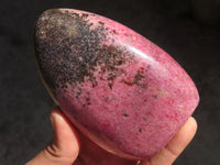 Polished Rhodonite Standing Free Forms x 2 From Ambindavato, Madagascar - Toprock Gemstones and Minerals 
