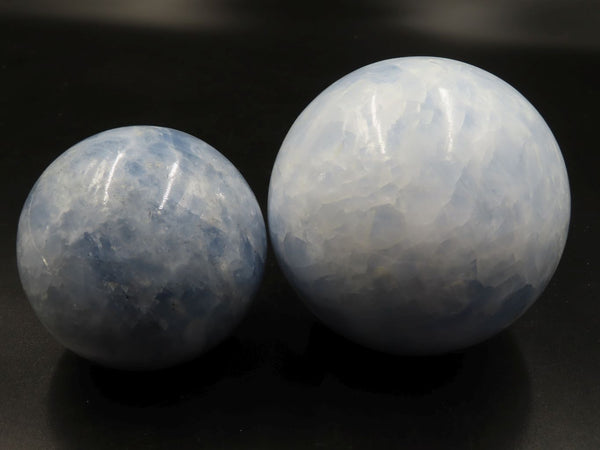 Polished Blue Calcite Spheres x 2 From Ihadilalana, Madagascar - TopRock