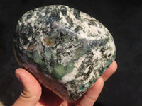 Polished Rare Emerald Mica In Matrix Standing Free Forms x 2 From Mutoko, Zimbabwe - Toprock Gemstones and Minerals 