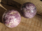Polished Purple Lepidolite Spheres With Pink Tourmaline  x 2 From Madagascar - Toprock Gemstones and Minerals 