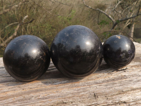 Polished Rare Iolite / Water Sapphire Spheres  x 3 From Madagascar - TopRock